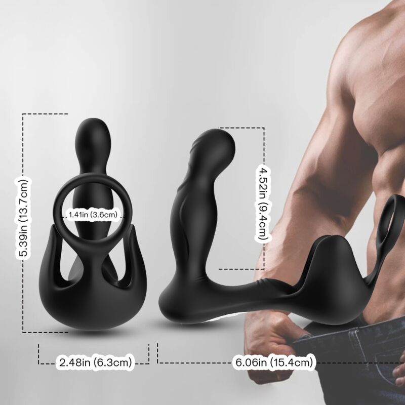 ARMONY - VIBRATEUR SURROUND ANAL & STIMULATEUR TESTICULOS & ANNEAU TÉLÉCOMMANDE NOIR - Sensualia