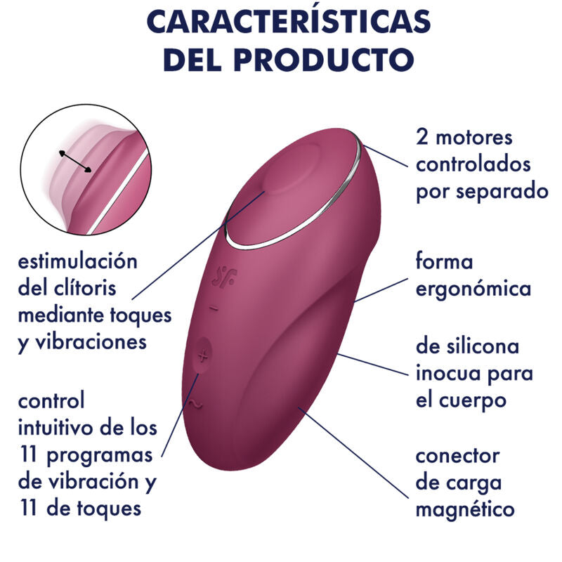 SATISFYER - TAP & CLIMAX 1 VIBRADOR LAY-ON ROJO - Sensualia