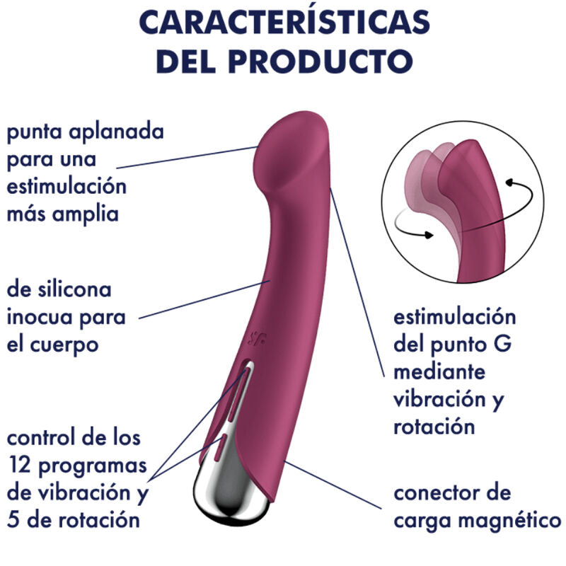 SATISFYER - SPINNING G-SPORT 1 VIBRADOR ROTADOR ROJO - Sensualia