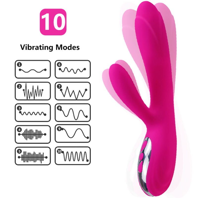 ARMONY - VIBRATEUR & STIMULATEUR FLEXIBLE  EFFET CHALEUR FUCHSIA - Sensualia