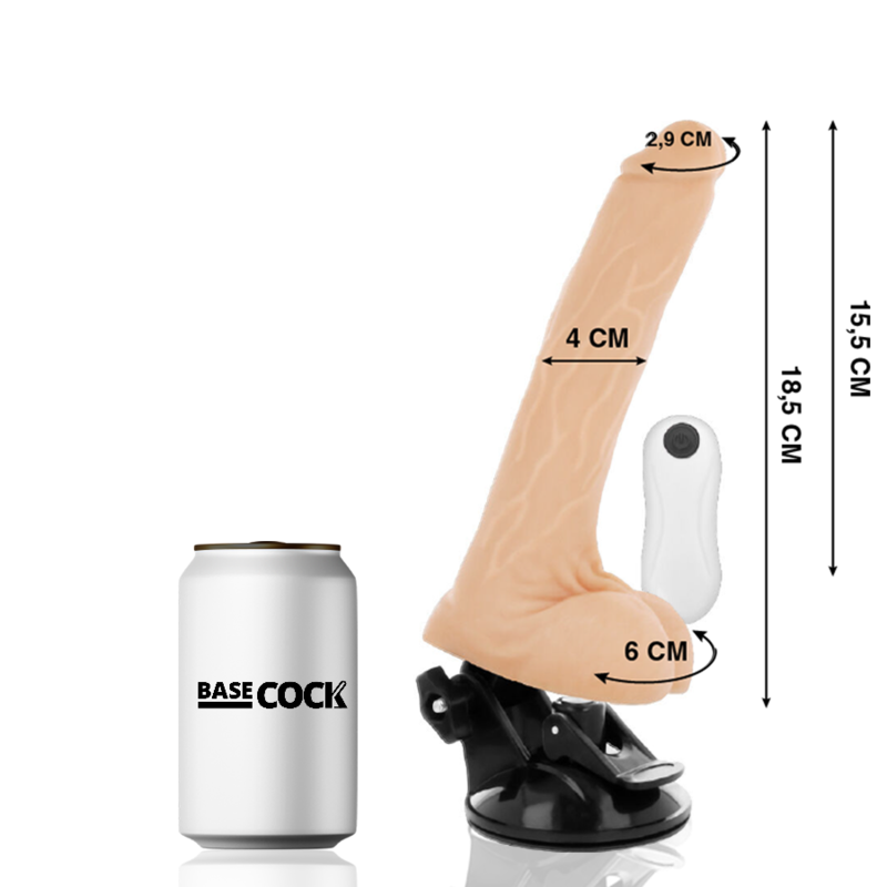 BASECOCK - VIBRATEUR ARTICULABLE TÉLÉCOMMANDE NATUREL 18.5 CM -O- 4 CM - Sensualia