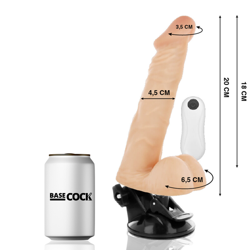 BASECOCK - VIBRATEUR ARTICULABLE TÉLÉCOMMANDE NATUREL 20 CM -O- 4.5 CM - Sensualia