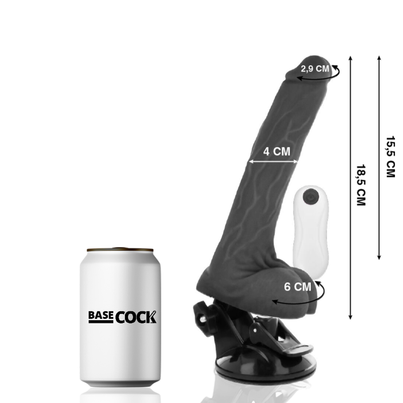 BASECOCK - VIBRATEUR ARTICULABLE TÉLÉCOMMANDE NATUREL 18.5 CM -O- 4 CM - Sensualia