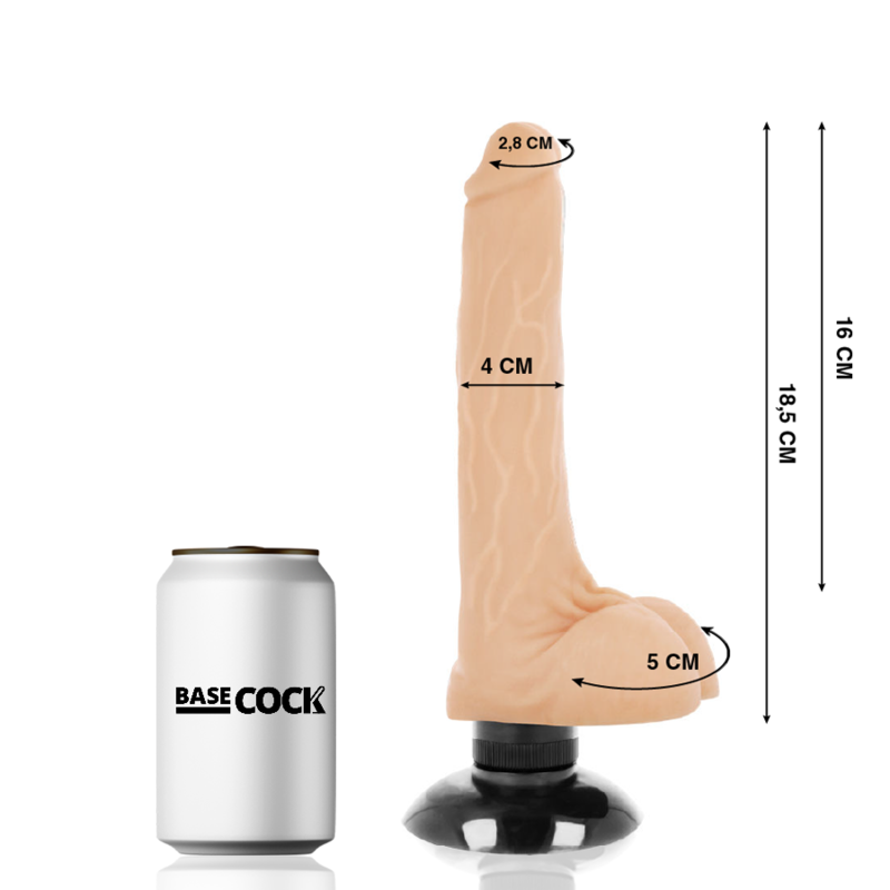 BASECOCK - VIBRATEUR RÉALISTE 2-1 NATUREL 18.5 CM -O- 4 CM - Sensualia