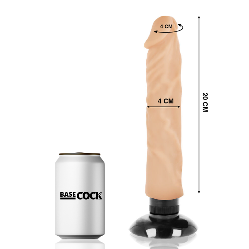 BASECOCK - VIBRATEUR RÉALISTE 2-1 NATUREL 20 CM -O- 4 CM - Sensualia