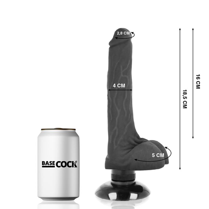 BASECOCK - VIBRATEUR RÉALISTE 2-1 NATUREL 18.5 CM -O- 4 CM - Sensualia