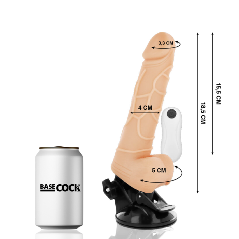 BASECOCK - VIBRATEUR TÉLÉCOMMANDE NATUREL RÉALISTE 18.5 CM -O- 4CM - Sensualia