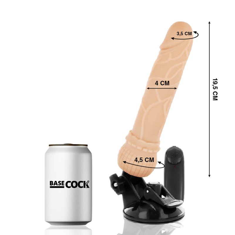 BASECOCK - VIBRATEUR RÉALISTE TÉLÉCOMMANDE NATUREL 19.5 CM -O- 4 CM - Sensualia