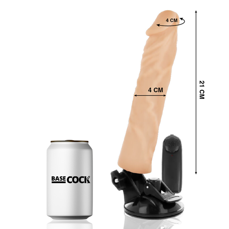 BASECOCK - VIBRATEUR RÉALISTE TÉLÉCOMMANDE NATUREL 21 CM -O- 4 CM - Sensualia