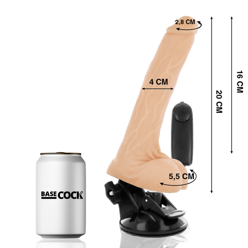 BASECOCK - VIBRATEUR NATUREL RÉALISTE TÉLÉCOMMANDE AVEC TESTICULES 20 CM -O- 4 CM - Sensualia
