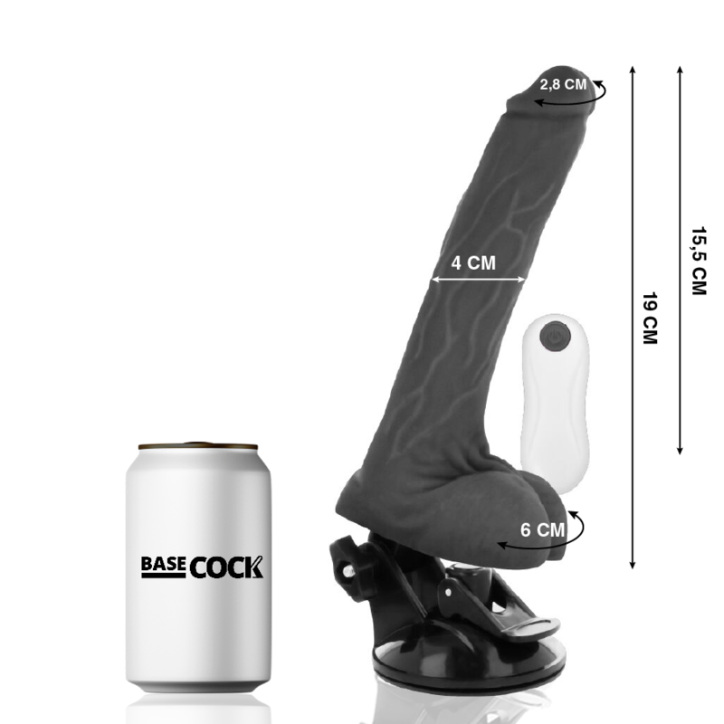 BASECOCK - VIBRATEUR NATUREL RÉALISTE TÉLÉCOMMANDE 19 CM -O- 4 CM - Sensualia