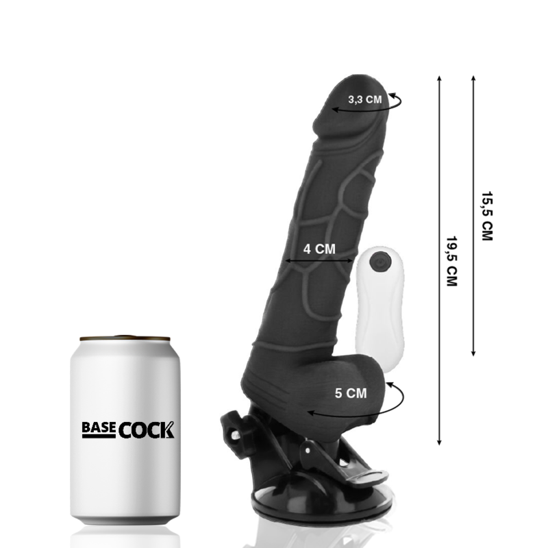 BASECOCK - VIBRATEUR RÉALISTE TÉLÉCOMMANDE NATUREL AVEC TESTICULES19.5 CM -O- 4 CM - Sensualia