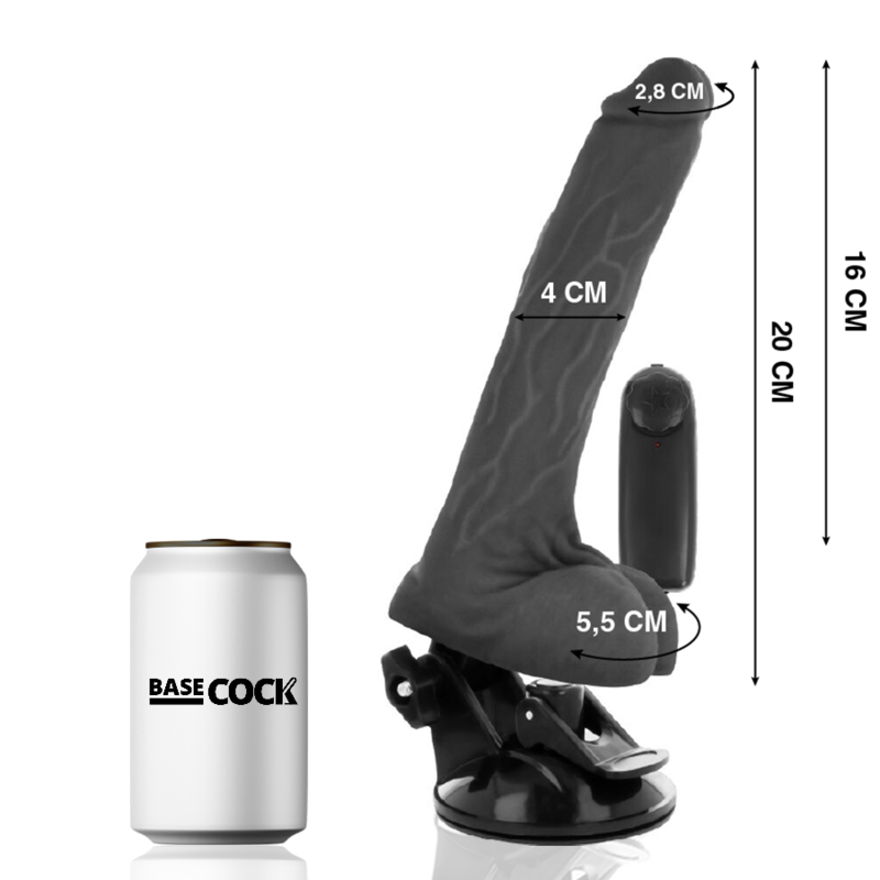 BASECOCK - VIBRATEUR NATUREL RÉALISTE TÉLÉCOMMANDE AVEC TESTICULES 20 CM -O- 4 CM - Sensualia
