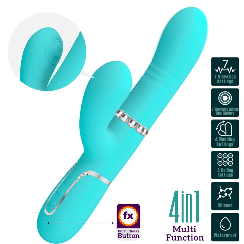 PRETTY LOVE - VIBRATEUR MULTIFONCTION G-SPOT VERT AQUA - Sensualia