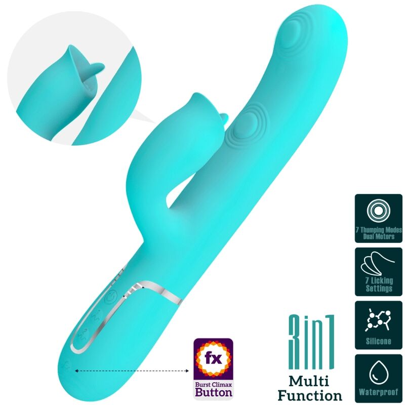 PRETTY LOVE - VIBRATEUR LAPIN À LÉCHER VERT AQUA - Sensualia