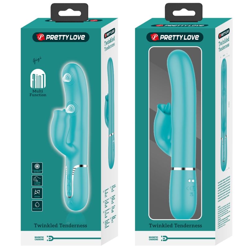 PRETTY LOVE - VIBRATEUR LAPIN À LÉCHER VERT AQUA - Sensualia