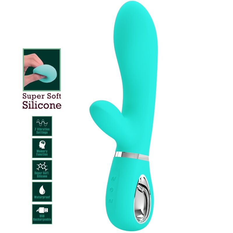 PRETTY LOVE - VIBRATEUR MULTIFONCTION G-SPOT THOMAS VERT AQUA - Sensualia