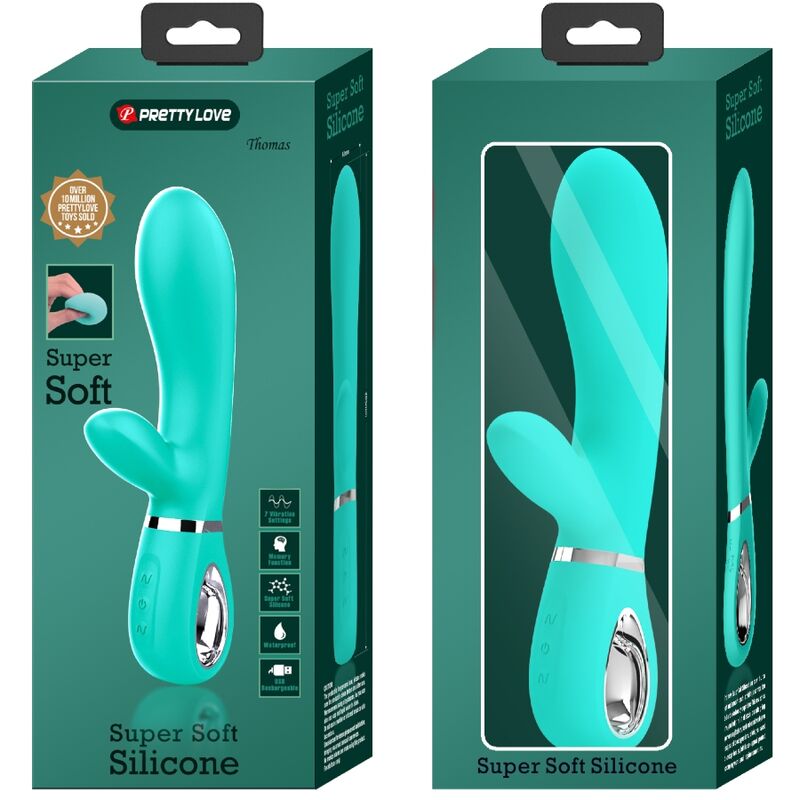 PRETTY LOVE - VIBRATEUR MULTIFONCTION G-SPOT THOMAS VERT AQUA - Sensualia