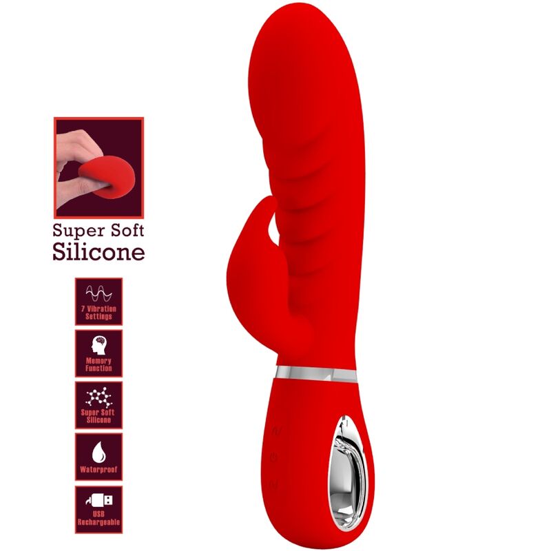 PRETTY LOVE - VIBRATEUR MULTIFONCTION G-SPOT PRESCOTT ROUGE - Sensualia