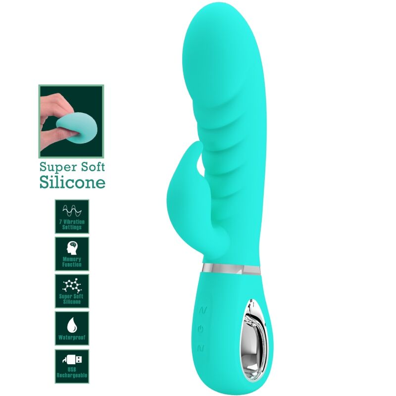 PRETTY LOVE - VIBRATEUR MULTIFONCTION G-SPOT PRESCOTT VERT AQUA - Sensualia