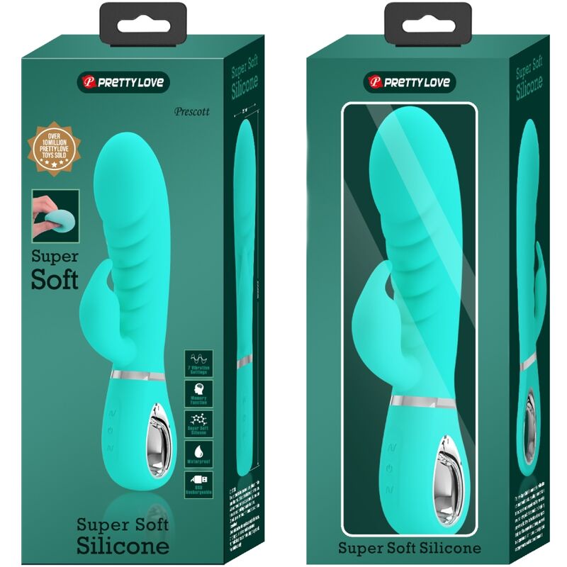 PRETTY LOVE - VIBRATEUR MULTIFONCTION G-SPOT PRESCOTT VERT AQUA - Sensualia