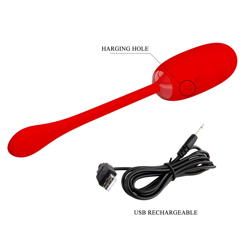 PRETTY LOVE - OEUF VIBRANT JULIUS IMPERMÉABLE-RECHARGEABLE ROUGE - Sensualia