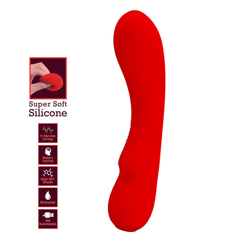 PRETTY LOVE - VIBRATEUR RECHARGEABLE PRESCOTT ROUGE - Sensualia