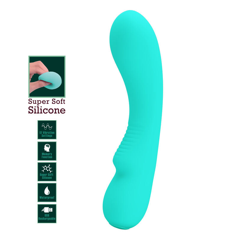 PRETTY LOVE - VIBRATEUR RECHARGEABLE PRESCOTT VERT AQUA - Sensualia