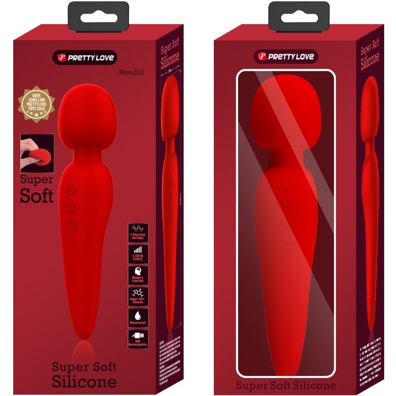 PRETTY LOVE - MASSEUR MEREDITH 12 MODES DE VIBRATION ROUGE - Sensualia