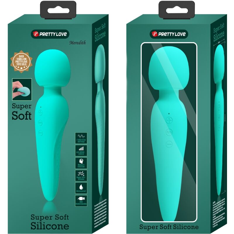 PRETTY LOVE - MASSEUR MEREDITH 12 MODES DE VIBRATION VERT AQUA - Sensualia