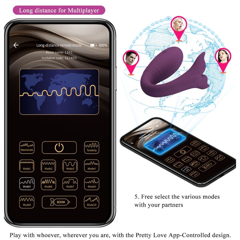 PRETTY LOVE - TÉLÉCOMMANDE JAYLEEN VIBRATOR APP VIOLET - Sensualia