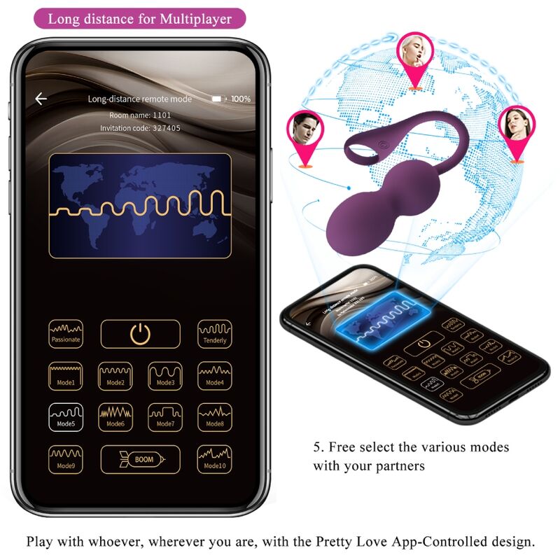 PRETTY LOVE - ELVIRA KEGEL BALLS APP TÉLÉCOMMANDE VIOLET - Sensualia