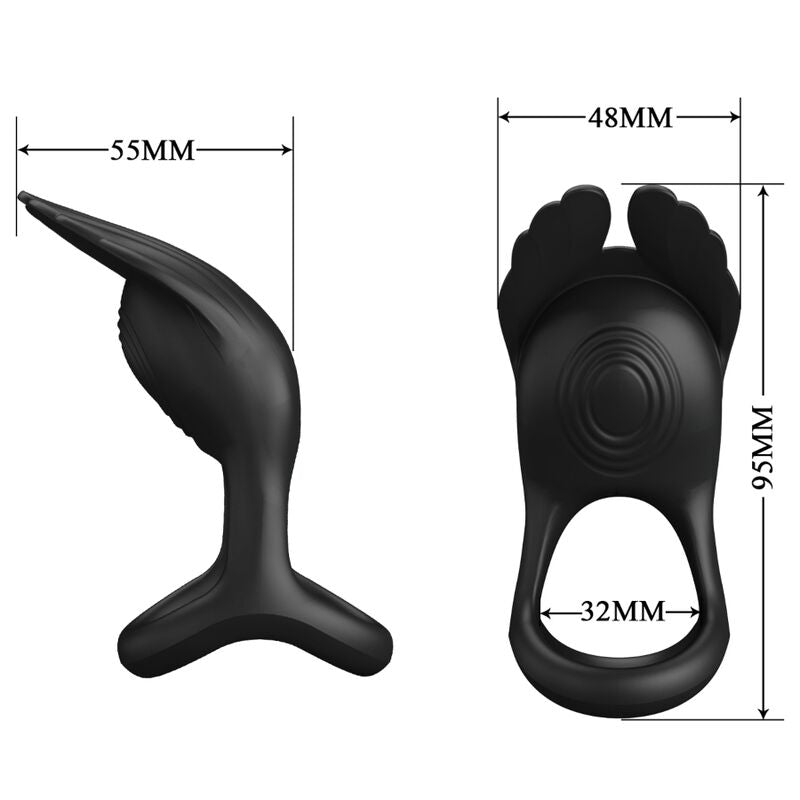 PRETTY LOVE - SILAS ANNEAU PÉNIS VIBRANT 7 VIBRATIONS SILICONE NOIR - Sensualia