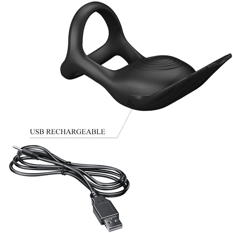 PRETTY LOVE - SILAS ANNEAU PÉNIS VIBRANT 7 VIBRATIONS SILICONE NOIR - Sensualia