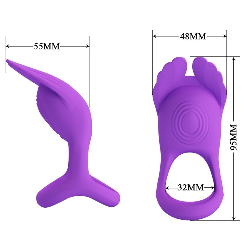 PRETTY LOVE - SILAS ANNEAU PÉNIS VIBRANT 7 VIBRATIONS SILICONE VIOLET - Sensualia