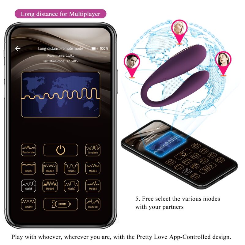 PRETTY LOVE - AUGUST VIBRATEUR  DOUBLE PLAISIR GLOBAL  DISTANCE - Sensualia