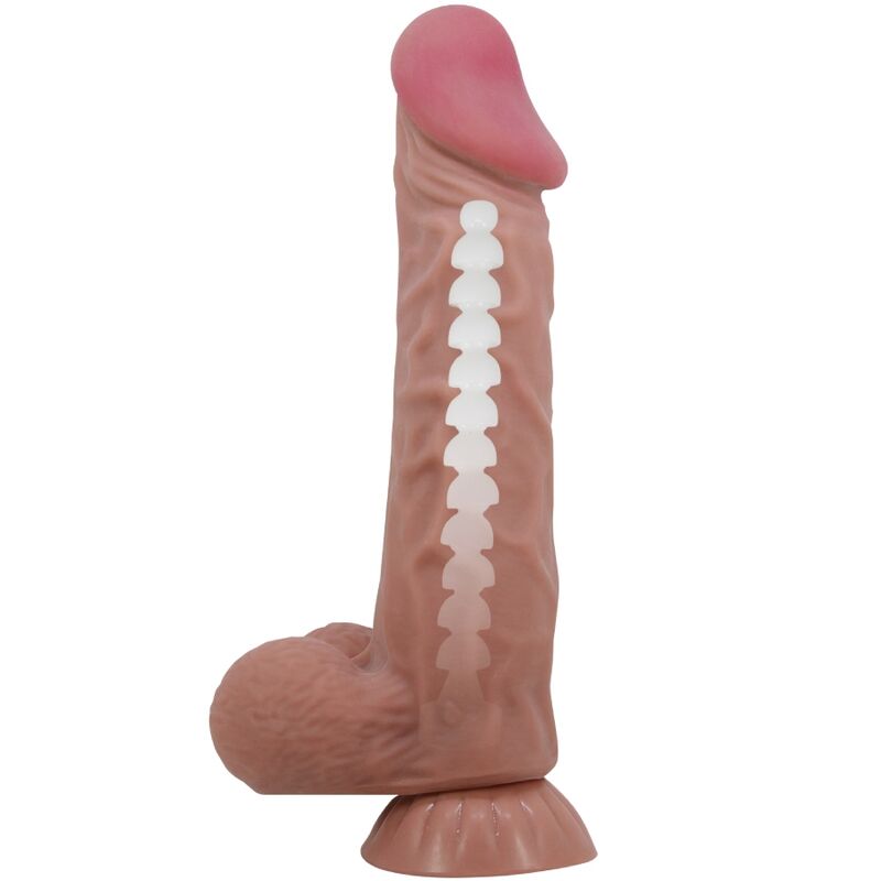 PRETTY LOVE - SÉRIE SLIDING SKIN GODE RÉALISTE AVEC VENTOUSE SLIDING SKIN MARRON 24 CM - Sensualia