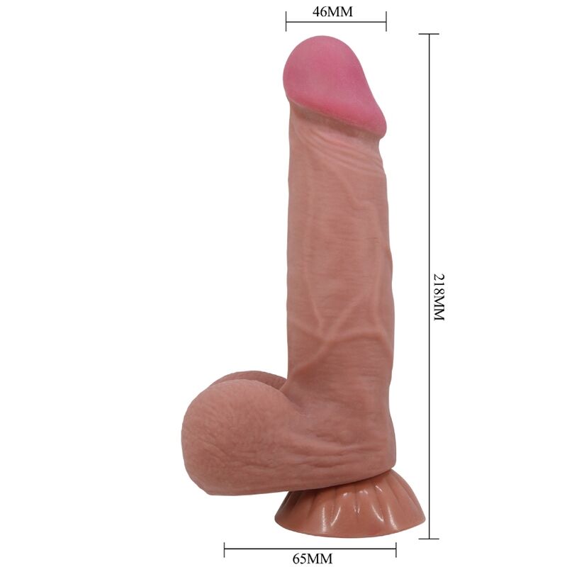 PRETTY LOVE - SÉRIE SLIDING SKIN GODE RÉALISTE AVEC VENTOUSE COULISSANTE PEAU BRUN 21,8 CM - Sensualia