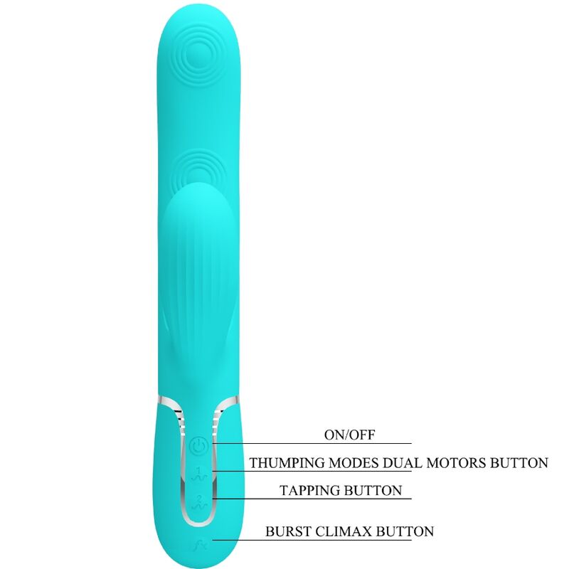 PRETTY LOVE - PERLITA VIBRATEUR MULTIFONCTION 3 EN 1 POINT G VERT AQUA - Sensualia