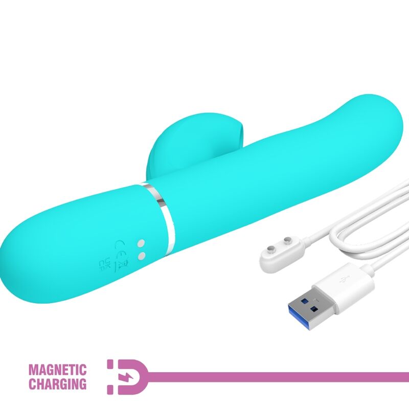 PRETTY LOVE - PERLITA VIBRATEUR MULTIFONCTION 3 EN 1 POINT G VERT AQUA - Sensualia
