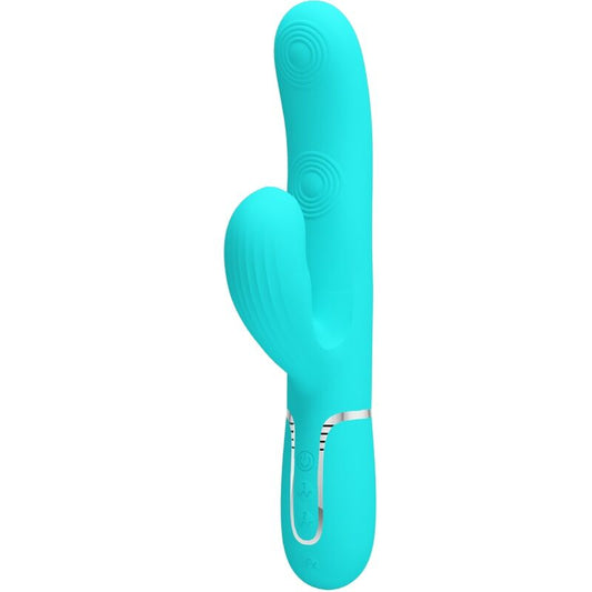 PRETTY LOVE - PERLITA VIBRATEUR MULTIFONCTION 3 EN 1 POINT G VERT AQUA - Sensualia