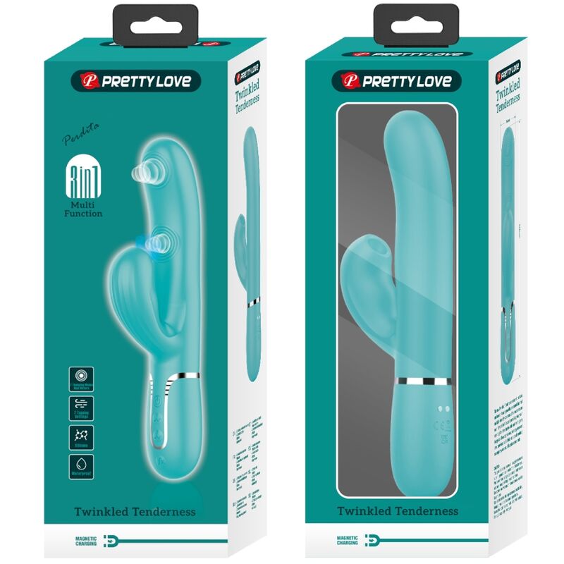 PRETTY LOVE - PERLITA VIBRATEUR MULTIFONCTION 3 EN 1 POINT G VERT AQUA - Sensualia