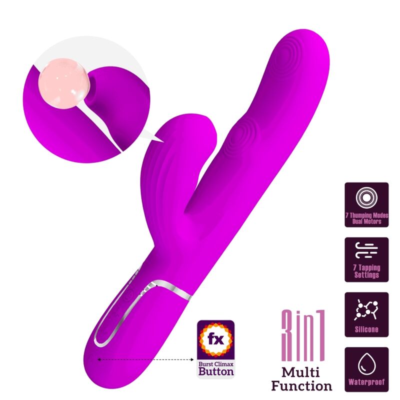 PRETTY LOVE - VIBRATEUR POINT G MULTIFONCTION 3 EN 1 PERLITA VIOLET - Sensualia