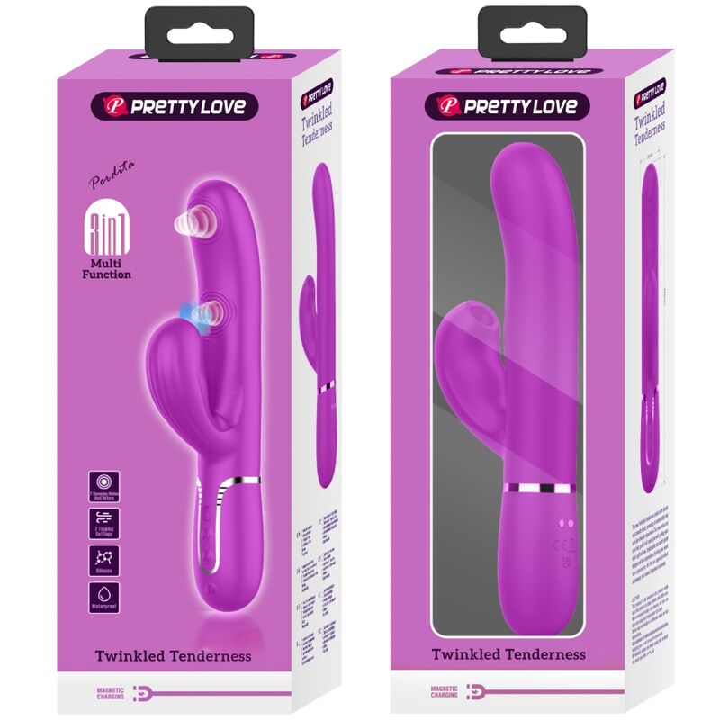 PRETTY LOVE - VIBRATEUR POINT G MULTIFONCTION 3 EN 1 PERLITA VIOLET - Sensualia