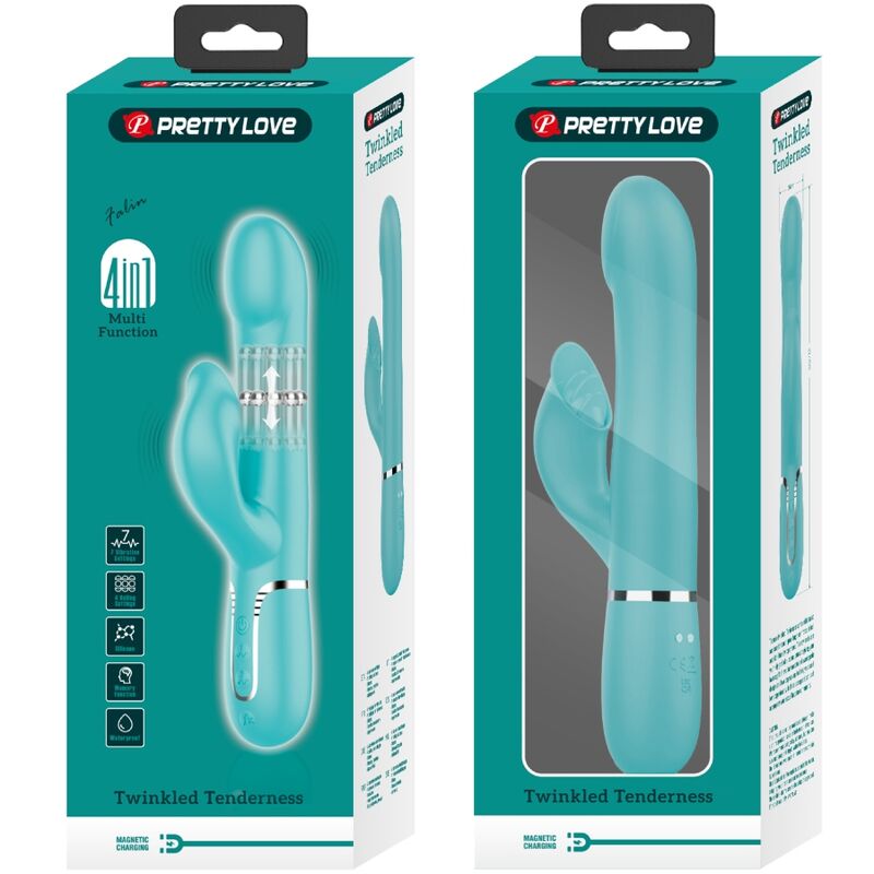 PRETTY LOVE - PERLES VIBRATEUR LAPIN VERT AQUA - Sensualia