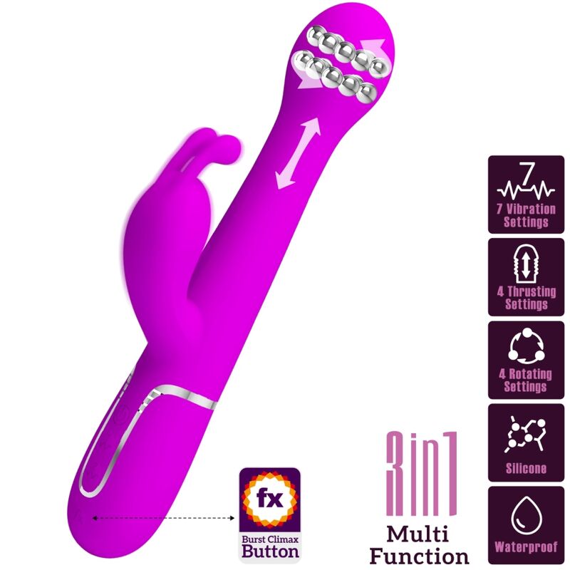 PRETTY LOVE - VIBRATEUR DEJON RABBIT 3 EN 1 MULTIFONCTION VIOLET - Sensualia