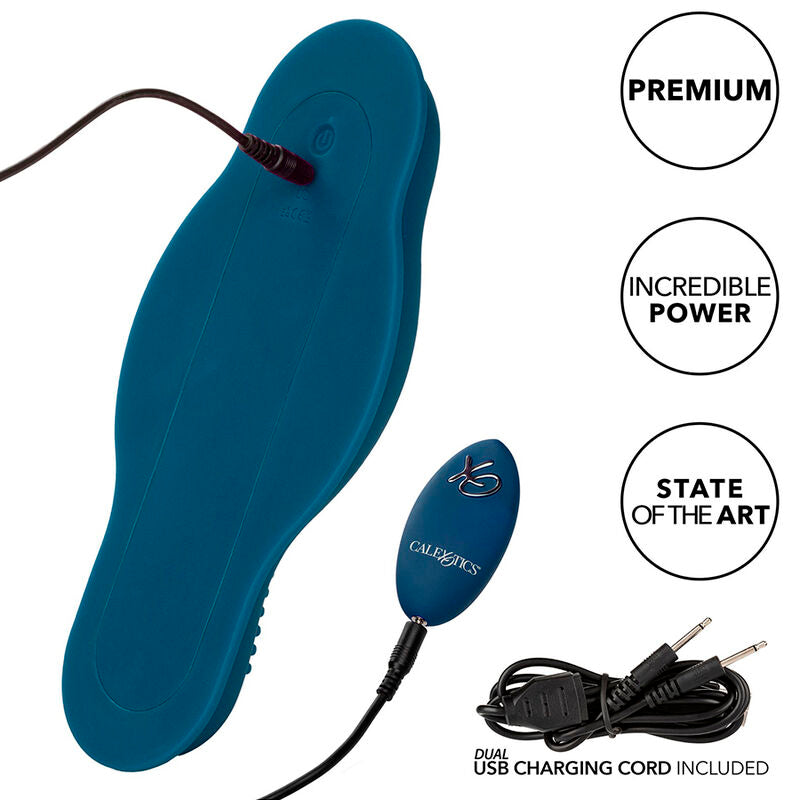 CALEXOTICS - RIDER MASSAGER DOUBLE MOTEUR TÉLÉCOMMANDE BLEU - Sensualia
