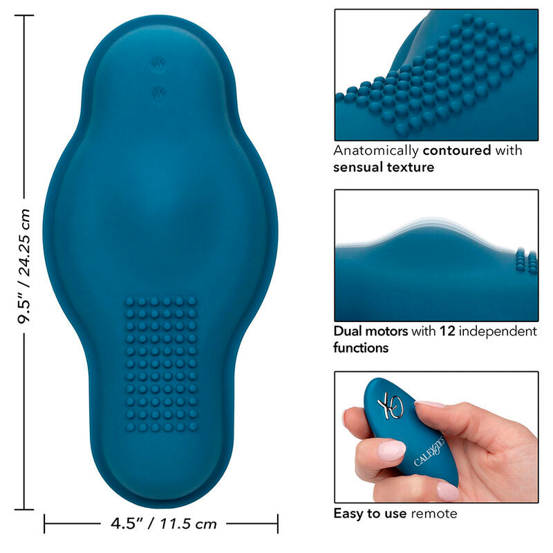 CALEXOTICS - RIDER MASSAGER DOUBLE MOTEUR TÉLÉCOMMANDE BLEU - Sensualia