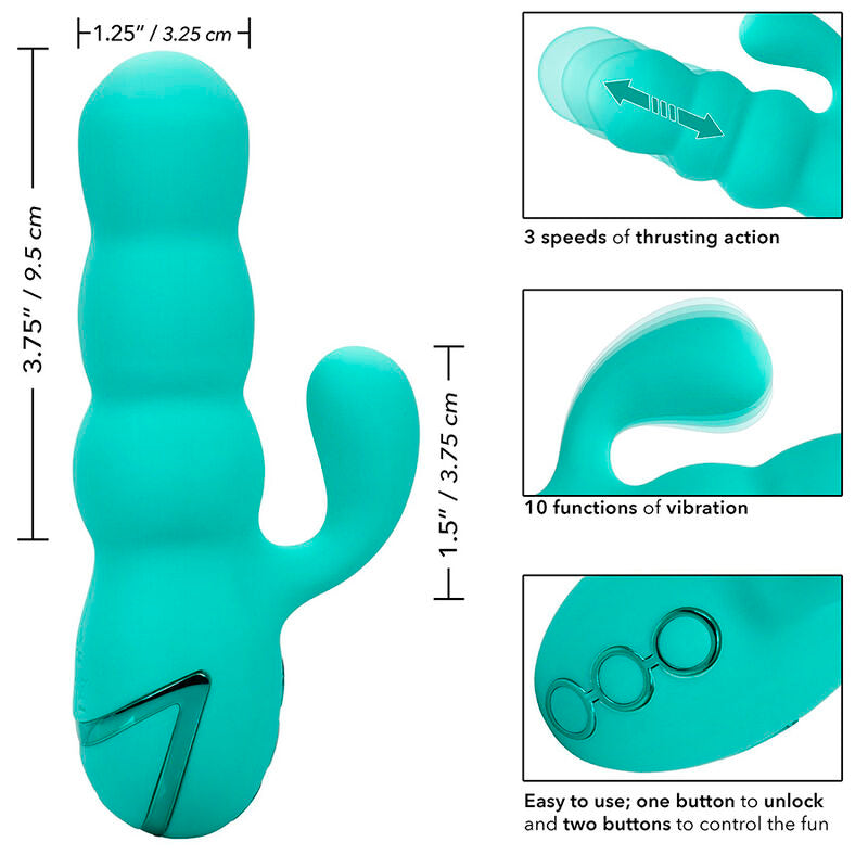 CALEXOTICS - VIBRATEUR DEL MAR DIVA RABBIR AQUA GREEN PAR CALIFORNIA DREAMING - Sensualia