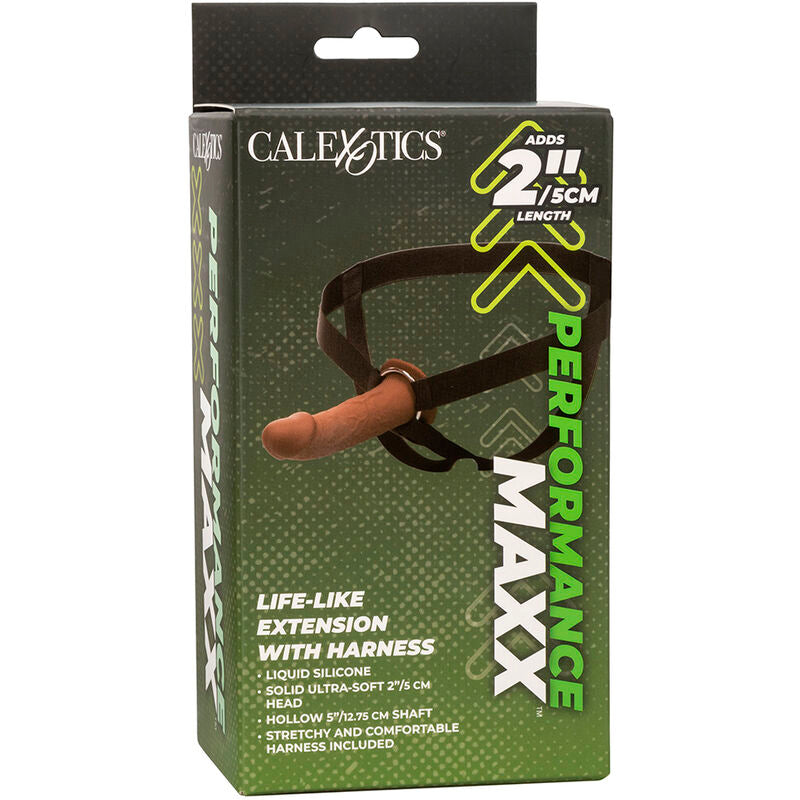 CALEXOTICS - EXTENSION PERFORMANCE MAXX RÉALISTE AVEC HARNAIS PEAU MARRON - Sensualia
